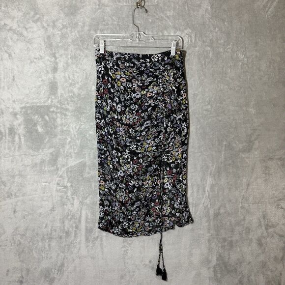 Rebecca Minkoff Skirt Size 2 Floral Rouched Whimsigoth Y2K Bloomcore Tassels - Picture 1 of 9